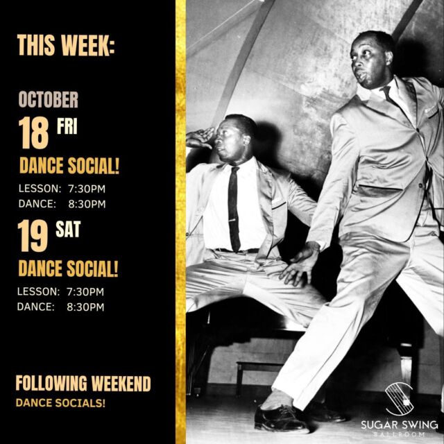 ✨ Upcoming Social Dances ✨

This week we have two nights in a row of Dance Socials! Come on down for some of Canada's best swing DJ's 🌟 

Here's the schedule for both Friday and Saturday 👇🏼
Beginner friendly drop-in lesson: 7:30PM
Dance Social: 8:30PM

Join us alone or in company! 🥳

#yegdance #yeglearning #yegmusic #yegartist #yeglocal #yegsmallbusiness #oldstrathcona #whyteave