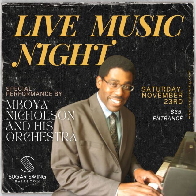 Save the Date 📍

November 23rd is our next live music night! Not only is Mboya Nicholson going to be playing for Sugar Swing, but he's bringing his Big Band! 🥁 🎺🎶🎷🎹 

See you on the dance floor!

#yegdance #yeglearning #yeg