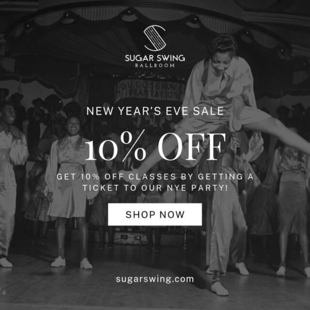 Classes + NYE Promo! 🚩🚩🚩

Get a NYE ticket, get 10% off Classes!

New Promo! Get 10% off classes by getting a ticket to our NYE party!
Available until January 9th.

To redeem: email us (dance@sugarswing.com) once you purchased your ticket and enrolled for your class. We will then update your invoice for classes, and provide a refund if you're already paid.

#yegdance #yegnye #yegmusic #yegartist