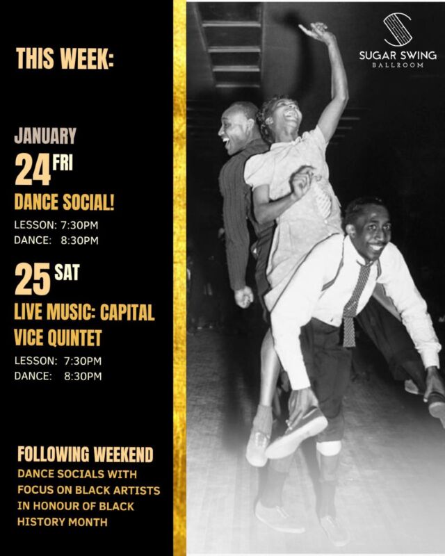 ✨ Upcoming Social Dances ✨

Let's dance the winter blues away together this weekend 🌨️ Warm up on Friday at our quintessential Dance Social! because we have a special treat for you on Saturday! Our friends, the Capital Vice Quintet, are bringing the heat with three live sets—including one that’s all about those dreamy slow drags! 🎷🎹🥁

Whether you’re a swing dance pro or trying it for the first time, our ballroom is the perfect place for everyone to join the fun! All of our socials are beginner-friendly and don't require a partner, so feel free to join us alone or in company! 🥂

#yegsmallbusiness #oldstrathcona #whyteave #yegartist